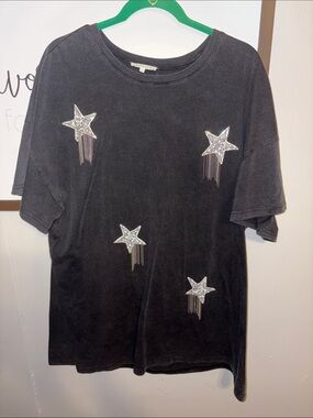 Embellished Star Graphic Tee - Black